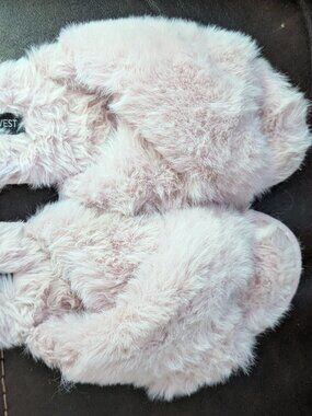 Pink Nine West Women's Soft Memory Foam Slide Slipper 9-10 Large Faux Fur